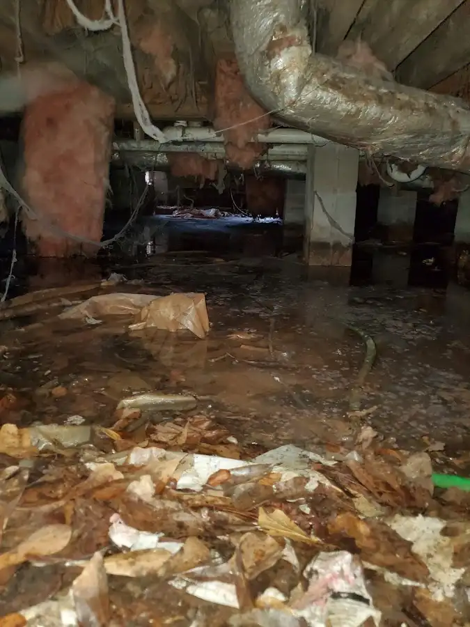 Crawl space flood assessment for Commercial Water Damage Restoration in Bostonia